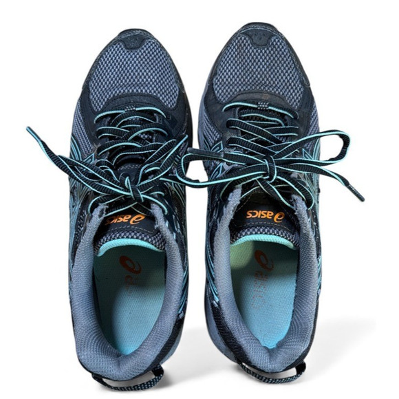 Asics Gel Flux Lightning T7G6Q Sneakers Trainers Sz 7.5 Gray Mint Green Athletic - Picture 9 of 9